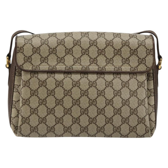 GUCCI GG Supreme Web Sherry Line Bag PVC Beige Gold 904 02 084 Auth ka4366