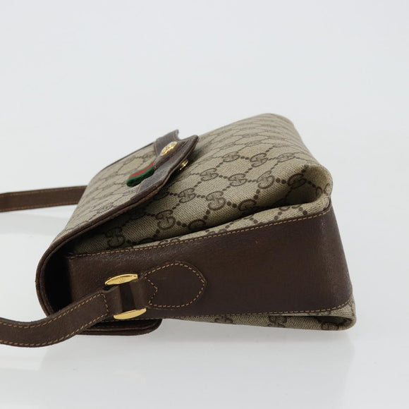 GUCCI GG Supreme Web Sherry Line Bag PVC Beige Gold 904 02 084 Auth ka4366