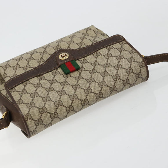 GUCCI GG Supreme Web Sherry Line Bag PVC Beige Gold 904 02 084 Auth ka4366