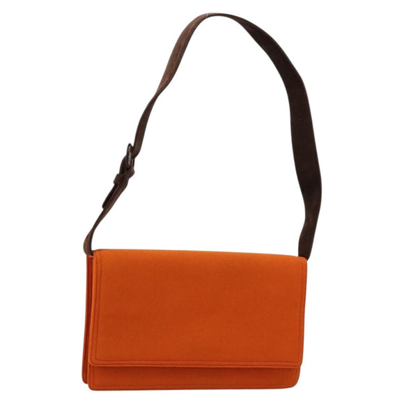 PRADA Schoudertas Katoen Oranje Zilver Auth ka4368A