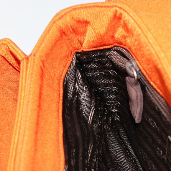 PRADA Schoudertas Katoen Oranje Zilver Auth ka4368A