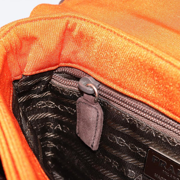 PRADA Schoudertas Katoen Oranje Zilver Auth ka4368A