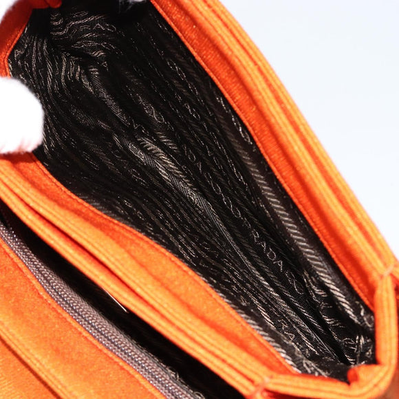 PRADA Schoudertas Katoen Oranje Zilver Auth ka4368A