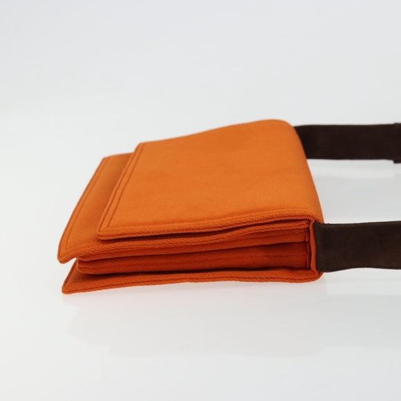 PRADA Schoudertas Katoen Oranje Zilver Auth ka4368A