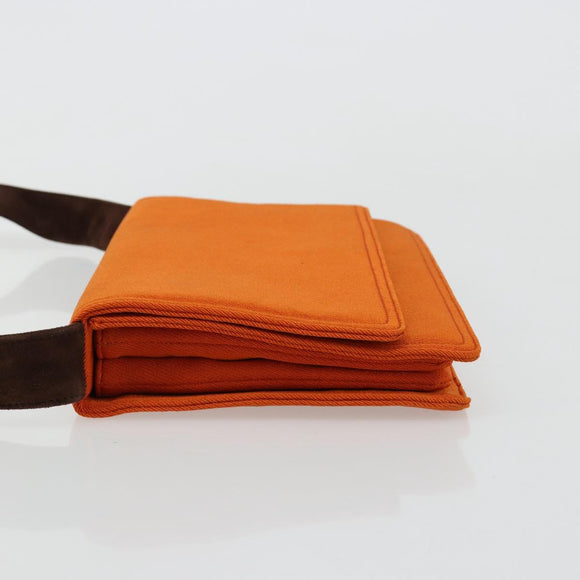 PRADA Schoudertas Katoen Oranje Zilver Auth ka4368A