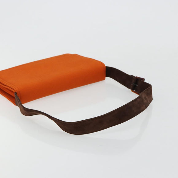 PRADA Schoudertas Katoen Oranje Zilver Auth ka4368A