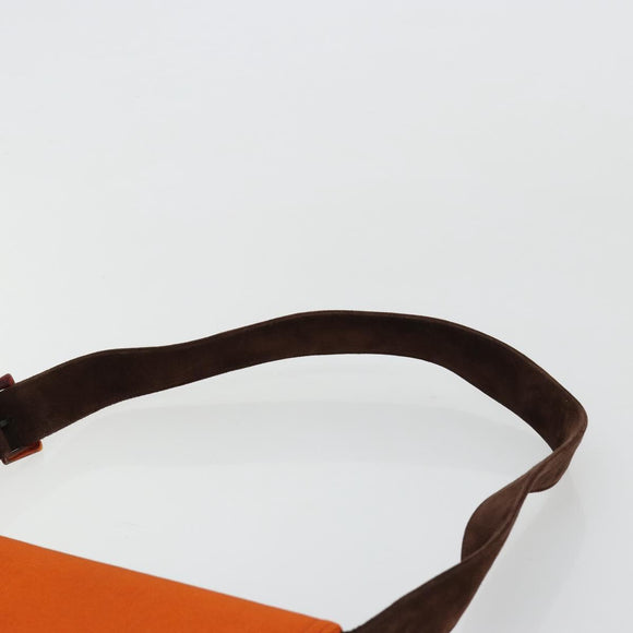 PRADA Schoudertas Katoen Oranje Zilver Auth ka4368A