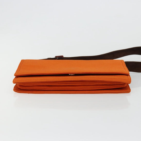 PRADA Schoudertas Katoen Oranje Zilver Auth ka4368A