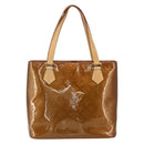LOUIS VUITTON Monogram Vernis Houston Hand Bag Bronze M91122 LV Auth ka437-2