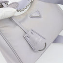 PRADA Re-Edition Schoudertas Nylon Paars Zilver Auth ka4372A-9