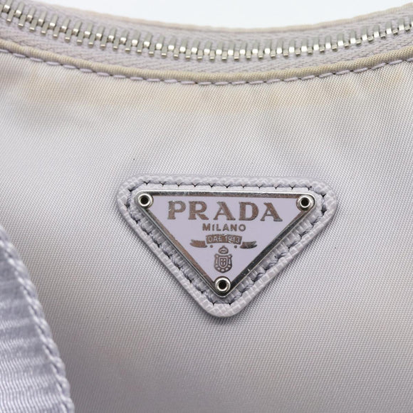 PRADA Re-Edition Schoudertas Nylon Paars Zilver Auth ka4372A