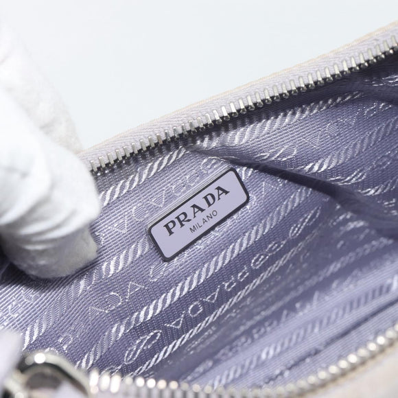 PRADA Re-Edition Schoudertas Nylon Paars Zilver Auth ka4372A