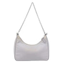 PRADA Re-Edition Schoudertas Nylon Paars Zilver Auth ka4372A-2