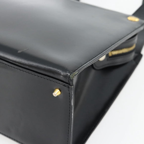 Gianni Versace Schoudertas Leer Zwart Goud Auth ka4376A