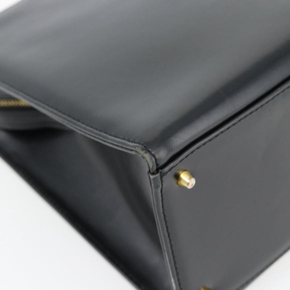 Gianni Versace Schoudertas Leer Zwart Goud Auth ka4376A