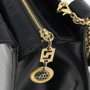 Gianni Versace Schoudertas Leer Zwart Goud Auth ka4376A-14