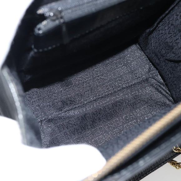 Gianni Versace Schoudertas Leer Zwart Goud Auth ka4376A