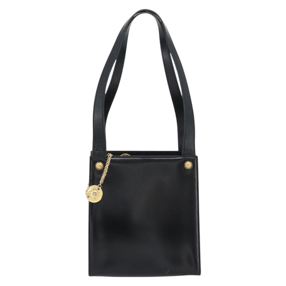 Gianni Versace Schoudertas Leer Zwart Goud Auth ka4376A