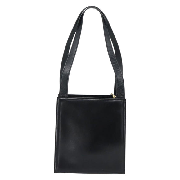 Gianni Versace Schoudertas Leer Zwart Goud Auth ka4376A