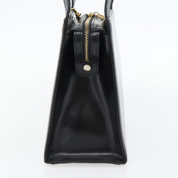 Gianni Versace Schoudertas Leer Zwart Goud Auth ka4376A