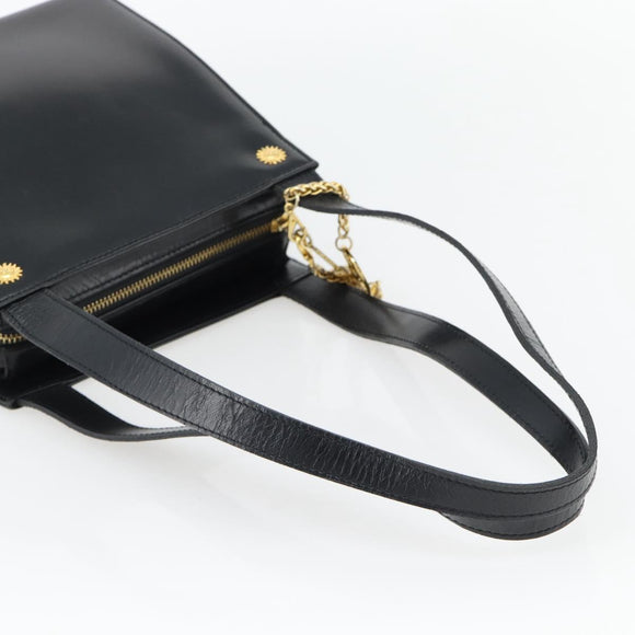 Gianni Versace Schoudertas Leer Zwart Goud Auth ka4376A