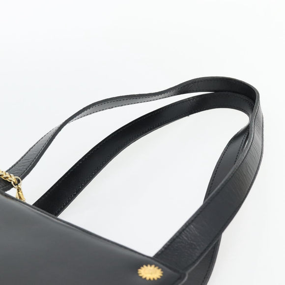 Gianni Versace Schoudertas Leer Zwart Goud Auth ka4376A