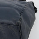 Christian Dior Handtas Leer Navy Goud Auth ka4387A-9