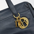 Christian Dior Handtas Leer Navy Goud Auth ka4387A-17
