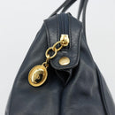 Christian Dior Handtas Leer Navy Goud Auth ka4387A-10