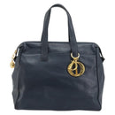 Christian Dior Handtas Leer Navy Goud Auth ka4387A-13