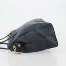 Christian Dior Handtas Leer Navy Goud Auth ka4387A-4