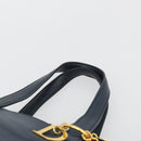 Christian Dior Handtas Leer Navy Goud Auth ka4387A-8