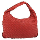 BOTTEGA VENETA INTRECCIATO Hobo Bag Leather Red Silver 115653 Auth ka4388V-1