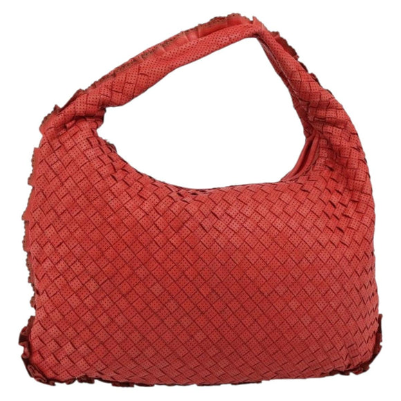 BOTTEGA VENETA INTRECCIATO Hobo Bag Leather Red Silver 115653 Auth ka4388V