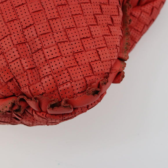 BOTTEGA VENETA INTRECCIATO Hobo Bag Leather Red Silver 115653 Auth ka4388V