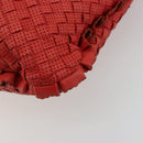 BOTTEGA VENETA INTRECCIATO Hobo Bag Leather Red Silver 115653 Auth ka4388V-12