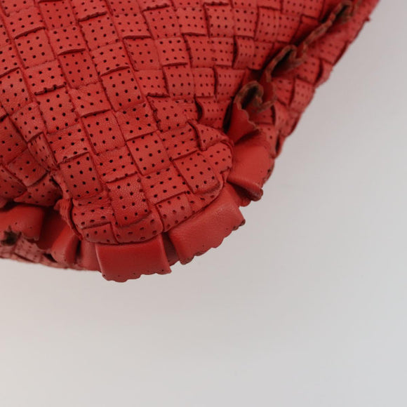 BOTTEGA VENETA INTRECCIATO Hobo Bag Leather Red Silver 115653 Auth ka4388V