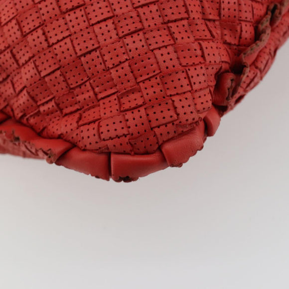 BOTTEGA VENETA INTRECCIATO Hobo Bag Leather Red Silver 115653 Auth ka4388V