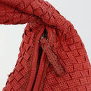 BOTTEGA VENETA INTRECCIATO Hobo Bag Leather Red Silver 115653 Auth ka4388V-14