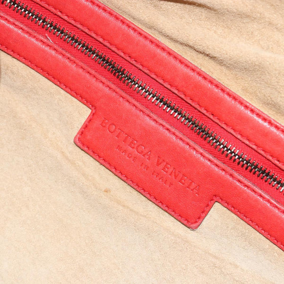 BOTTEGA VENETA INTRECCIATO Hobo Bag Leather Red Silver 115653 Auth ka4388V