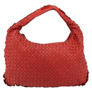 BOTTEGA VENETA INTRECCIATO Hobo Bag Leather Red Silver 115653 Auth ka4388V-2