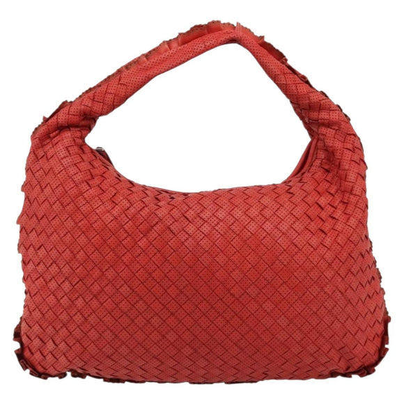 BOTTEGA VENETA INTRECCIATO Hobo Bag Leather Red Silver 115653 Auth ka4388V