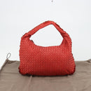 BOTTEGA VENETA INTRECCIATO Hobo Bag Leather Red Silver 115653 Auth ka4388V-23