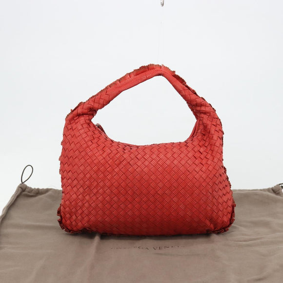 BOTTEGA VENETA INTRECCIATO Hobo Bag Leather Red Silver 115653 Auth ka4388V