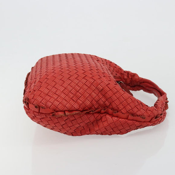 BOTTEGA VENETA INTRECCIATO Hobo Bag Leather Red Silver 115653 Auth ka4388V