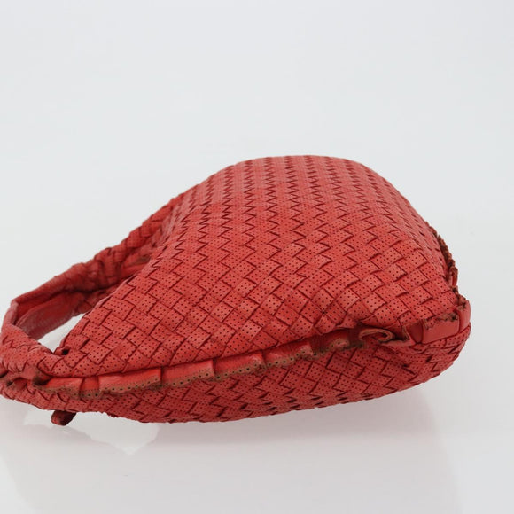 BOTTEGA VENETA INTRECCIATO Hobo Bag Leather Red Silver 115653 Auth ka4388V