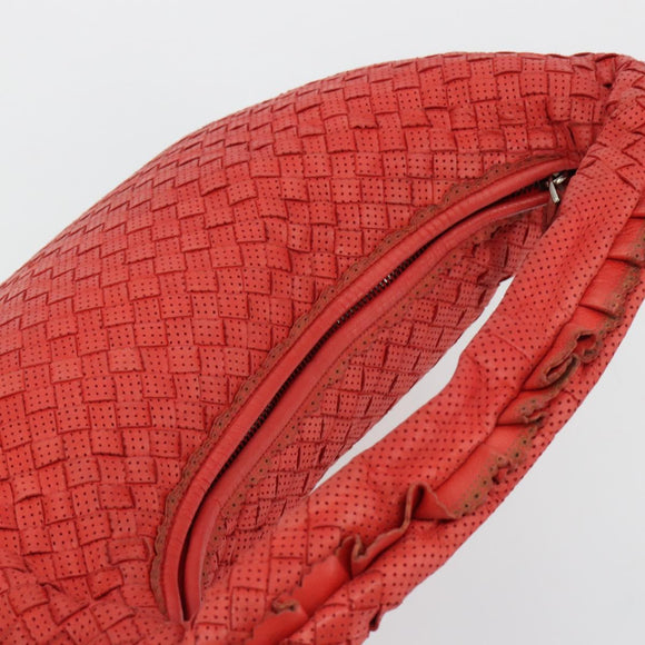 BOTTEGA VENETA INTRECCIATO Hobo Bag Leather Red Silver 115653 Auth ka4388V