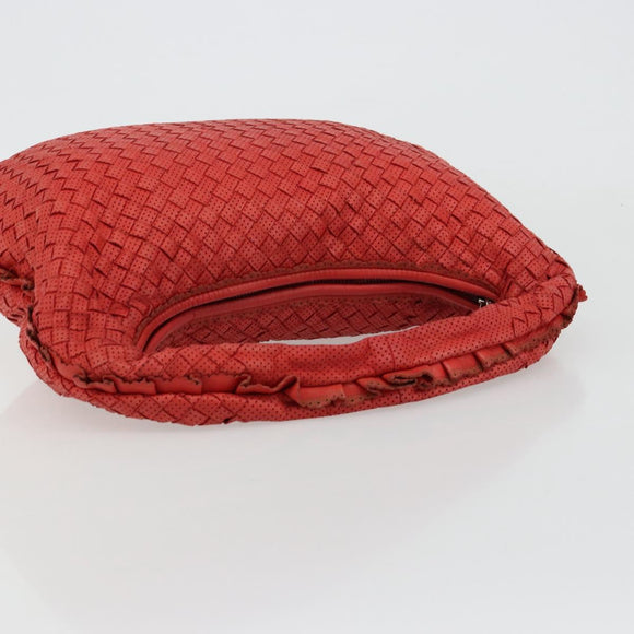 BOTTEGA VENETA INTRECCIATO Hobo Bag Leather Red Silver 115653 Auth ka4388V