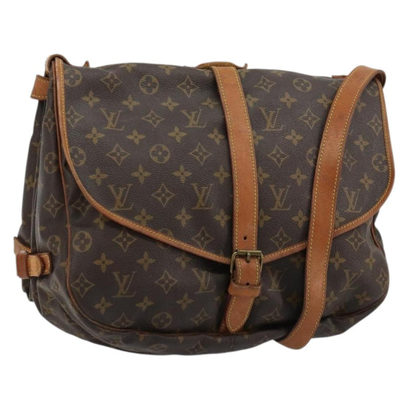 LOUIS VUITTON Monogram Saumur 35 Shoulder Bag M42254 LV Auth ka4390