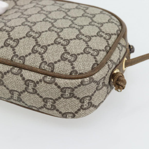 GUCCI GG Plus Supreme Schultertasche PVC Beige Gold Auth ka4394